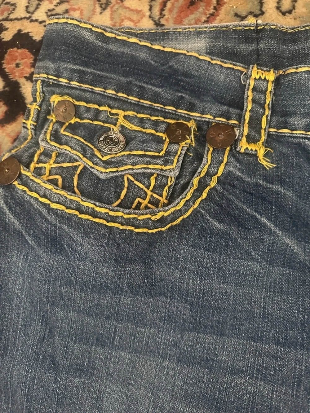 True Religion Billy Super Medium Blue Bootcut Thick Stitch Men’s Jeans Size 38
